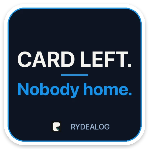 Courier sticker: Card left. Nobody home.