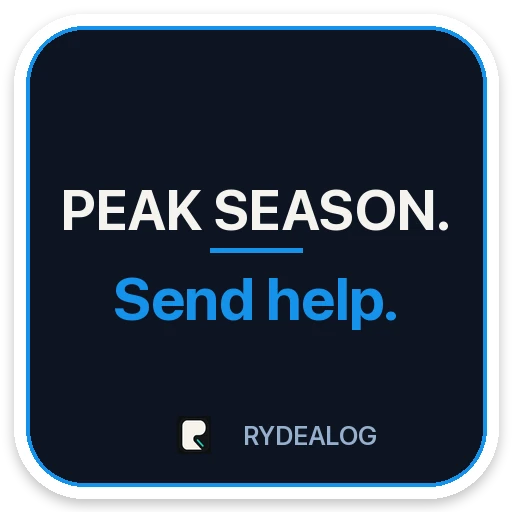 Courier sticker: Peak season. Send help.