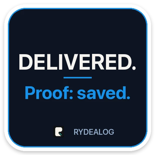 Courier sticker: Delivered. Proof: saved.